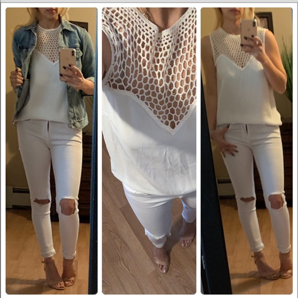 A.L.C. Tops - New💕A.L.C,  crochet panel crepe top